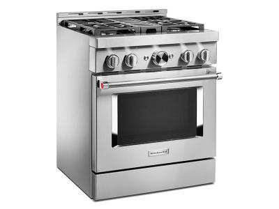 30" KitchenAid 4.1 Cu. Ft. Smart Commercial-Style Gas Range With 4 Burners - KFGC500JSS