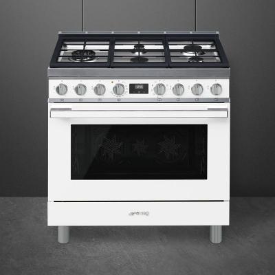 36" SMEG Portofino Freestanding Professional Dual Fuel Range - CPF36UGMWH