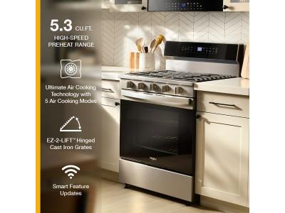 30" Whirlpool 5.3 Cu. Ft. Smart Gas Range with Air Cooking Technology  - WFGS7530RZ