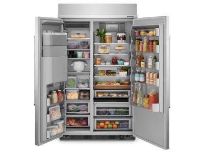 48" KitchenAid 29.4 Cu. Ft. Side By Side Built in Refrigerator - KBSD708MPS