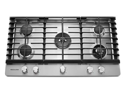 36" KitchenAid 5 Burner Gas Cooktop With Griddle - KCGS956ESS